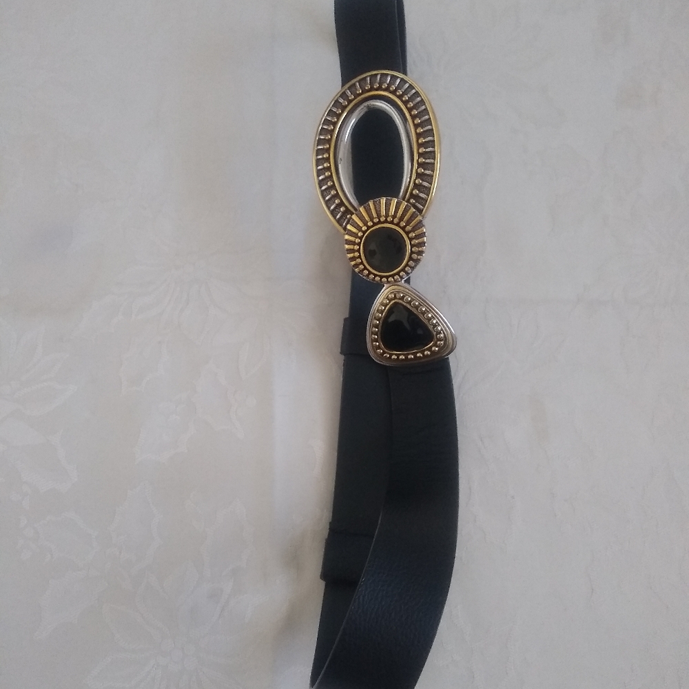 Chico's Leather Adjustable Belt Statement Buckle - image 4